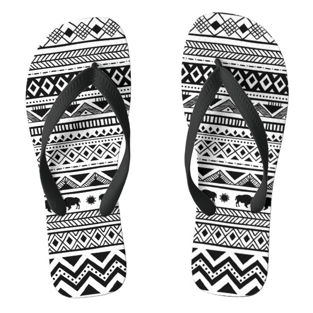 Tongs Flipflop Sandales Boho Buffalo Motif tribal Bohem (Semelle)