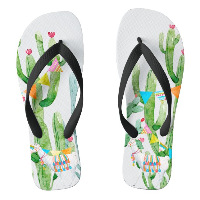 Tongs Flipflop Sandales Boho Llama Bohemian Cactus Deser (Semelle)