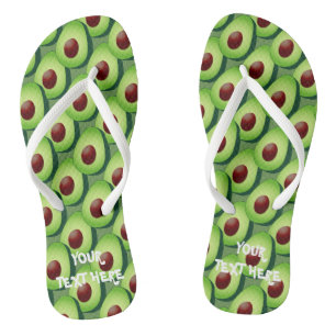 Tongs Flipflops de plage à imprimer à l'avocat vert pour