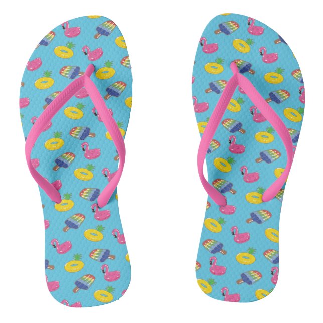 Tongs Floats de la piscine à motifs bleu clair et rose é (Semelle)