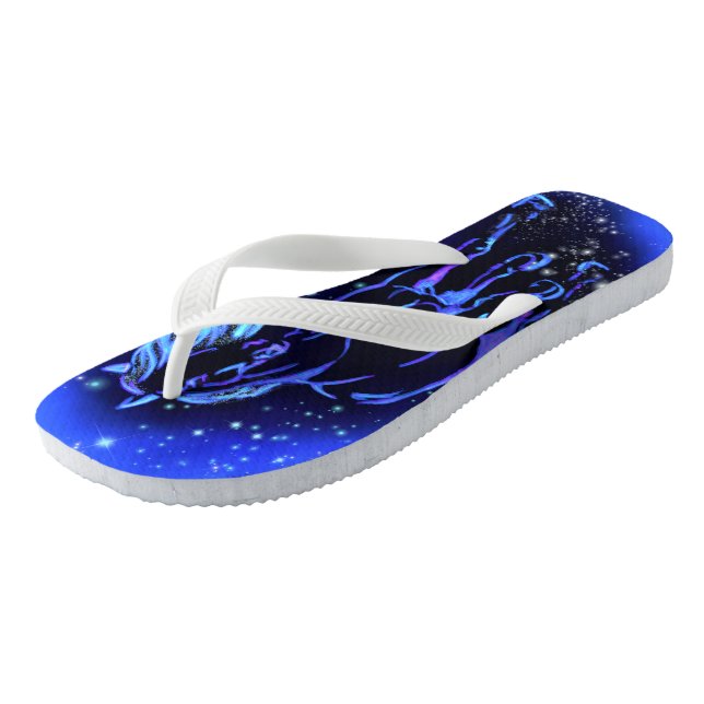 Tongs Flops Bleu Flops Cheval Courir À La Nuit Égarée (Incliné)