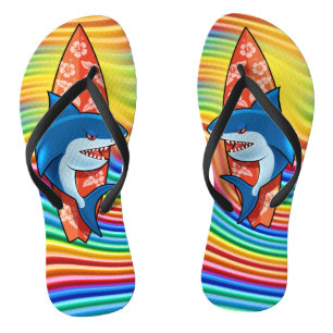 Tongs Flops de silhouettes arc-en-ciel surf de requin hi