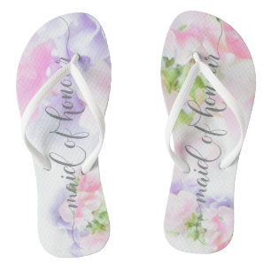 Tongs FLORAL CHIC MARIAGE SWEET PEAS Maid of Honor