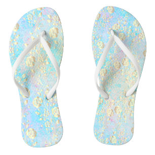 Tongs Floral d'or lumineux sur Pastels