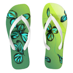 Tongs Flore bleu vert Retro Flip Flops