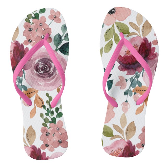 Tongs Flores acuarela en rosa y morado (Semelle)