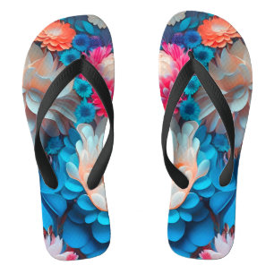 Tongs Fond de fleurs bleues-1