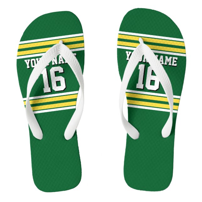 Tongs Forest Green with Yellow White Stripes (Semelle)