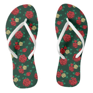 Tongs Frida Kahlo  Motif Rose rouge et or