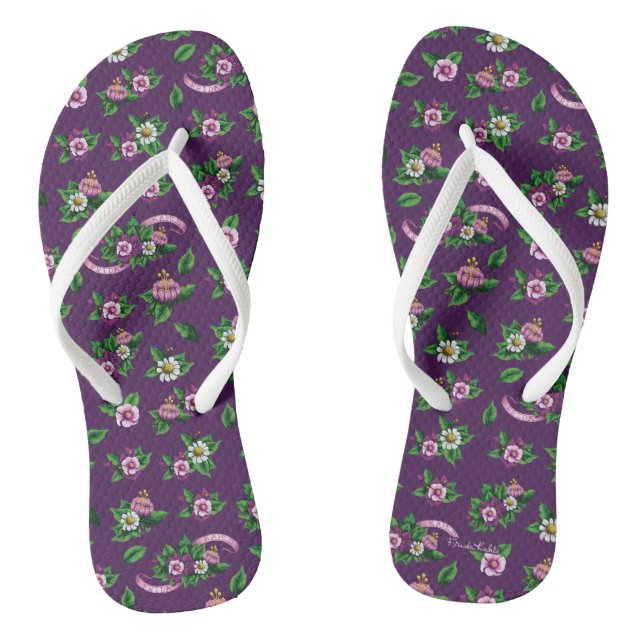 Tongs Frida Kahlo| Purlpe Floral Bouquet Motif (Semelle)