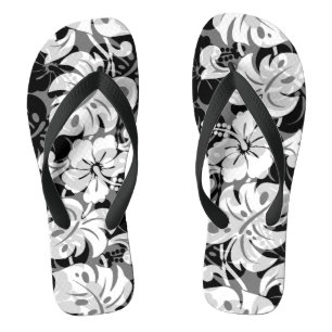 Tongs Frontière de Kalakaua Hibiscus hawaïen Noir