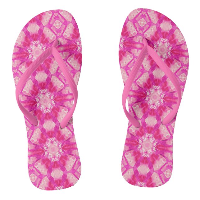 Tongs Fuchsia et Pastel Pink Tie Dye Motif (Semelle)