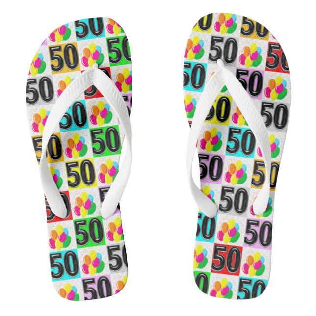 TONGS FUN ET FESTIVE 50TH BANTHDAY FLIP FLOPS (Semelle)