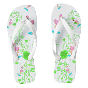 Tongs Fun flamants roses et vignes vertes