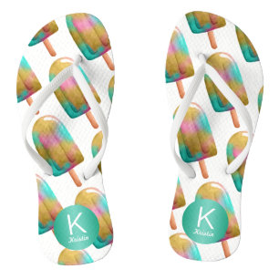 Tongs Fun Popsicle Motif avec votre Monogramme