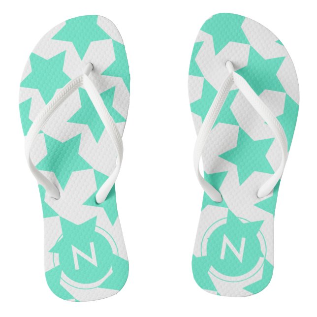 Tongs Fun Turquoise Stars Motif Monogramme Flip flops (Semelle)