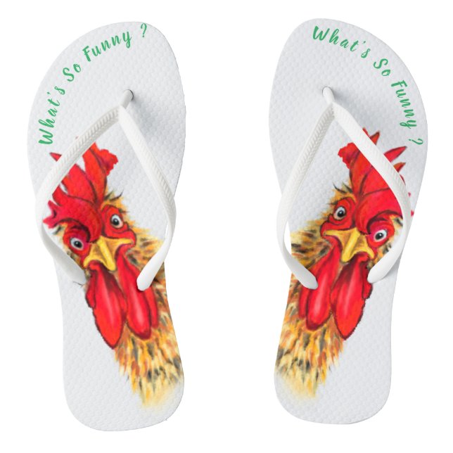 Tongs Funny Surprised Curious Rooster - What's So Funny (Semelle)