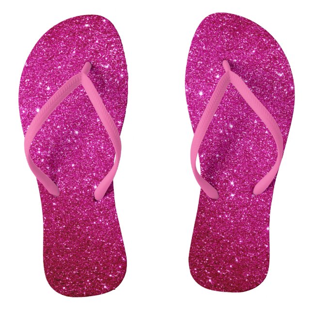 Tongs Fuschia Hot Pink Parties scintillant et Glam (Semelle)