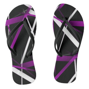 Tongs Géométrie Urbaine Noir Blanc Violet