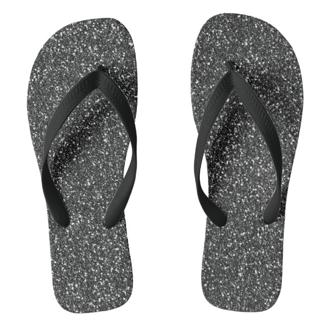 Tongs Glam à étincelle de Parties scintillant noire (Semelle)