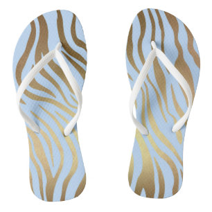Tongs Glam Chic Blue Gold Tiger Zebra Skin