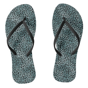 Tongs Glam Turquoise Turquoise Blue Empreinte de léopard