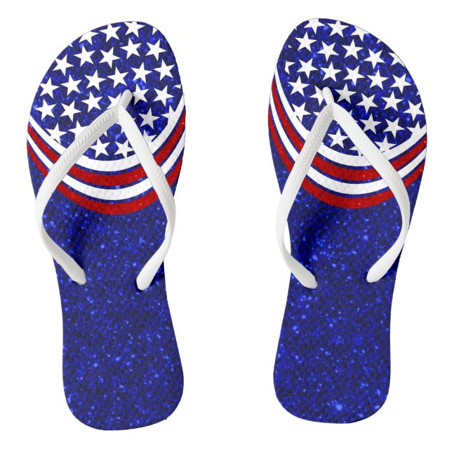 Tongs Glittery Red White and Blue Stars Stripes (Semelle)