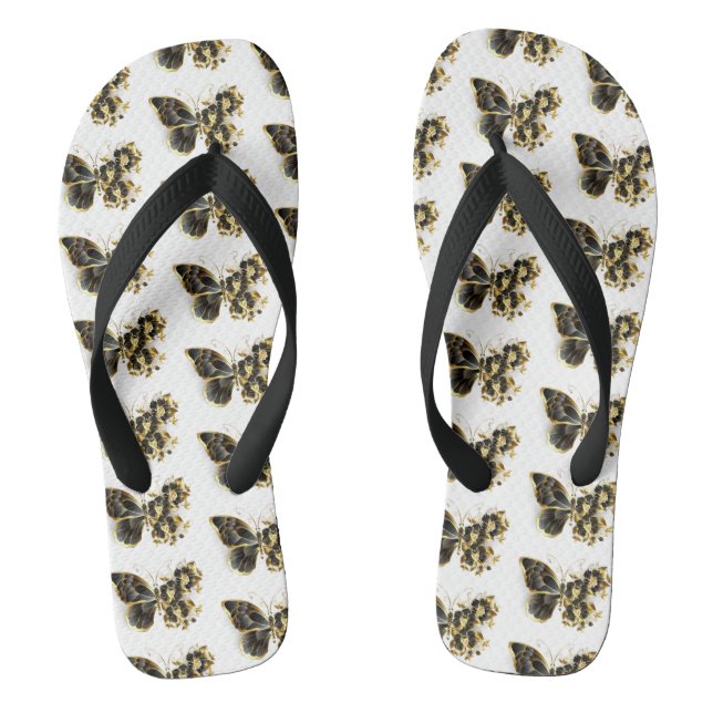 Tongs Gold flower Butterfly with Black Orchid (Semelle)