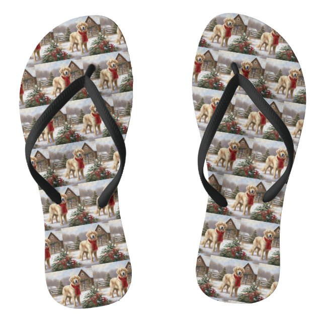 Tongs Golden Retriever Dog in Snow Christmas (Semelle)