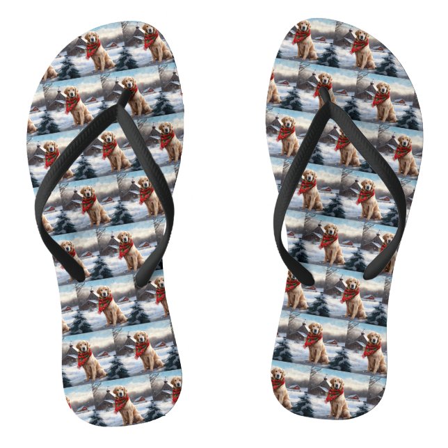 Tongs Golden Retriever Dog in Snow Christmas (Semelle)