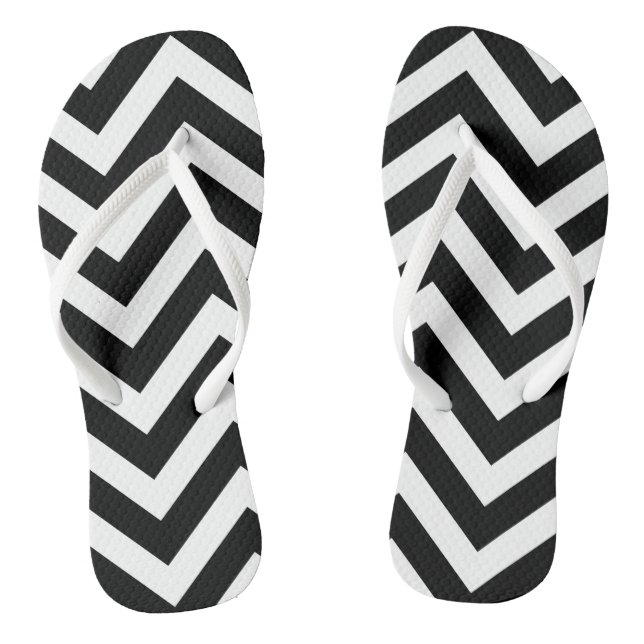 Tongs Grandes tailles Chevron noir et blanc (Semelle)