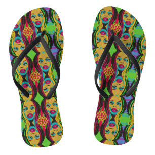 Tongs Gras Pop Art-Africain Américaine Femme Avec Locs