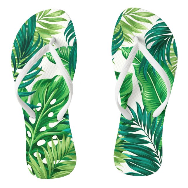 Tongs Green Tropical Palm Banana Monstera Feuille (Semelle)