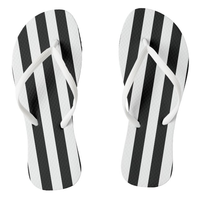Tongs Grilles verticales noir et blanc de grande taille (Semelle)