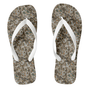 Tongs Gris, cuivre et marbre abstrait turquoise