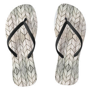 Tongs Gris Gris Vintage Géométrique Noir et Blanc