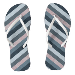 Tongs Gris Navy Rose Rayé  