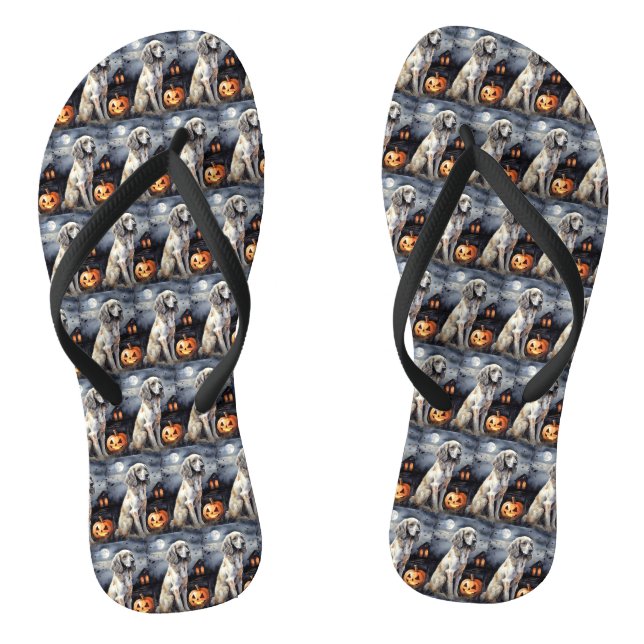Tongs Halloween Anglais Setter Avec Scentation Citrouill (Semelle)