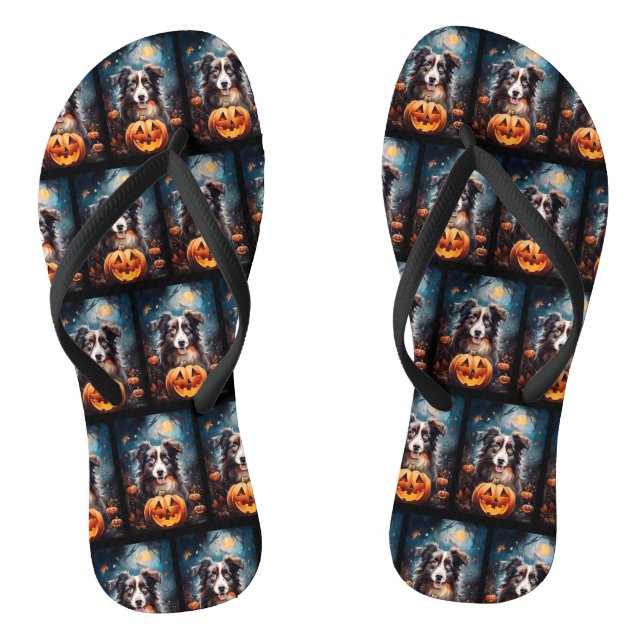 Tongs Halloween Berger Australien Avec La Peur Citrouill (Semelle)