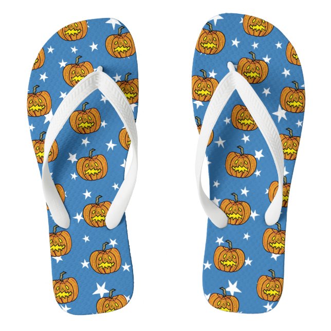 Tongs Halloween Citrouille Stars Plage Chaussures Flip F (Semelle)