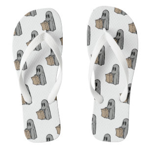 Tongs Halloween, Gentil Fantôme Gris, Trick Or Treat, Ho