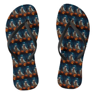 Tongs Halloween Saint Bernard avec la peur Citrouille