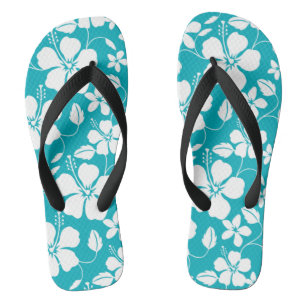 TONGS HAWAIIAN HULA (HIBISCUS) TURQUOISE