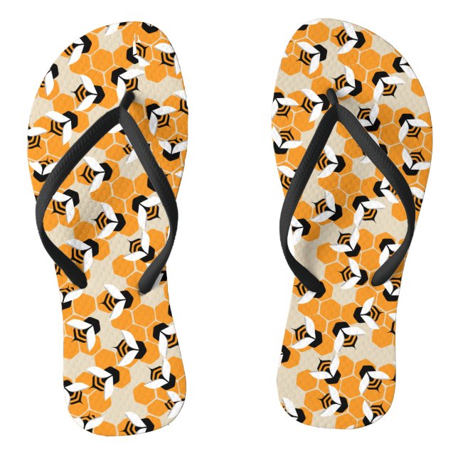 Tongs Hexagones avec les abeilles mignonnes de miel (Semelle)