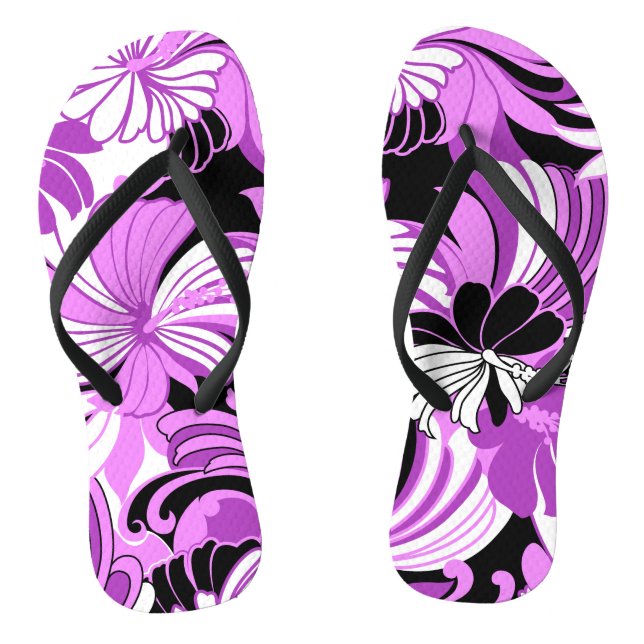 Tongs Hibiscus Jungle Hawaiian Tropical Floral (Semelle)