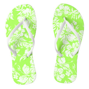 Tongs Hibiscus Pareau dérangé Hawaïen Vintage