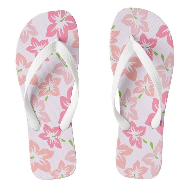 Tongs Hibiscus rose, Fleurs roses, Motif de fleurs (Semelle)