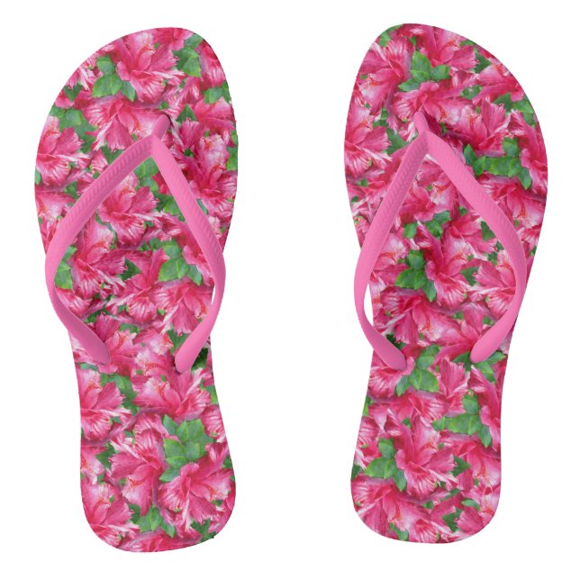 Tongs Hibiscus rose Tropical (Semelle)