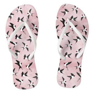 Tongs hirondelles dans le ciel -rose - Grande échelle