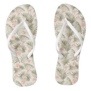 Tongs Hisbiscus Tropical Palm Tree Motif